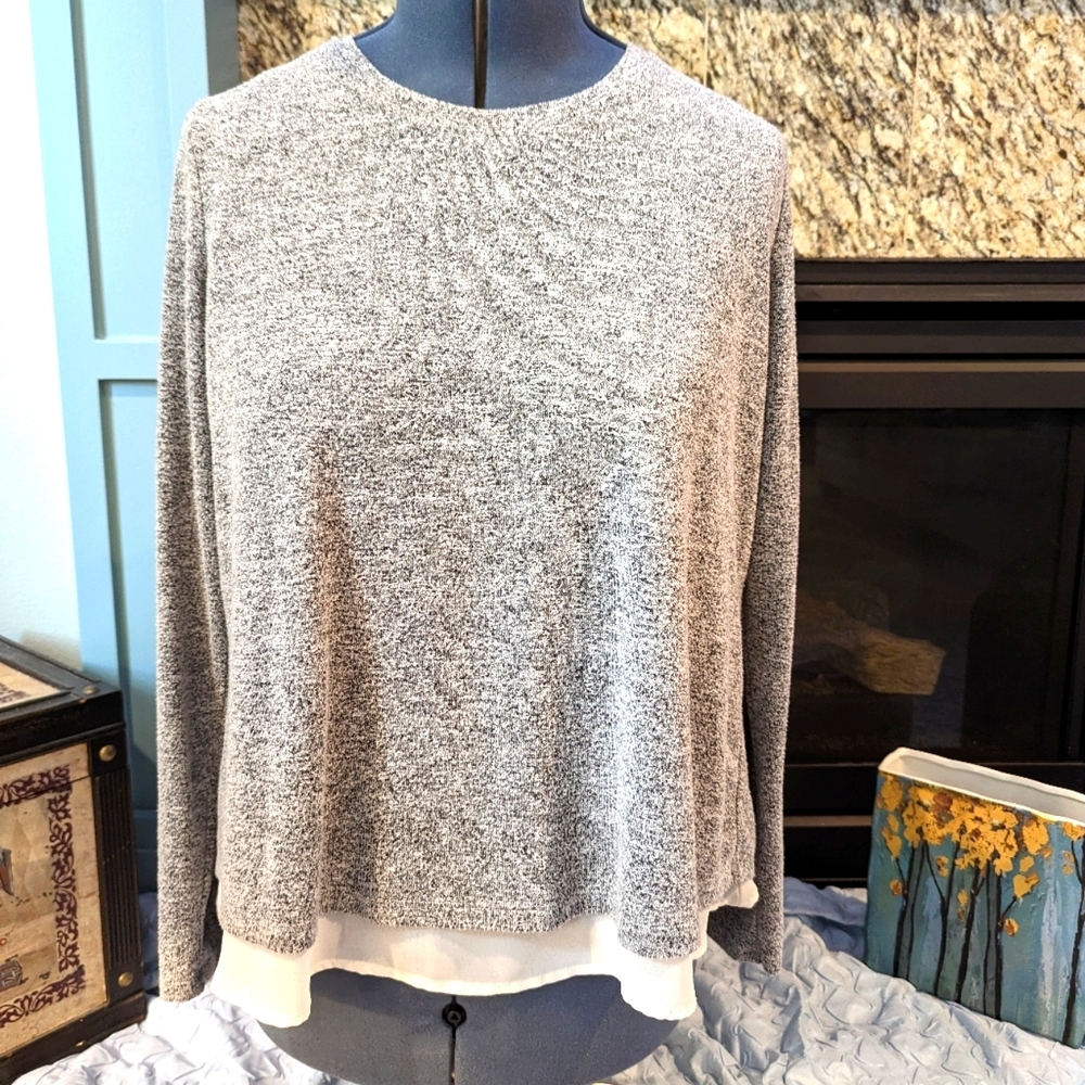 Grey Sweater with Off-white layer underneath - Large